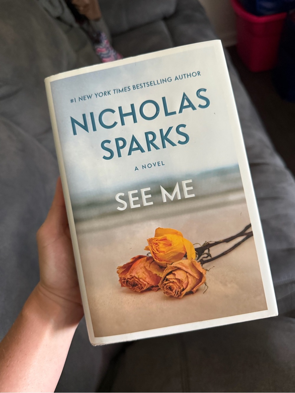 Nicholas Sparks "See Me" Hardcover Book - White & Blue Cover with Yellow Flowers